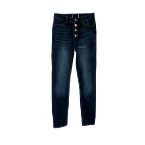 Jordache Girls High Rise Slim Skinny Snap Closure Dark Wash Jeans